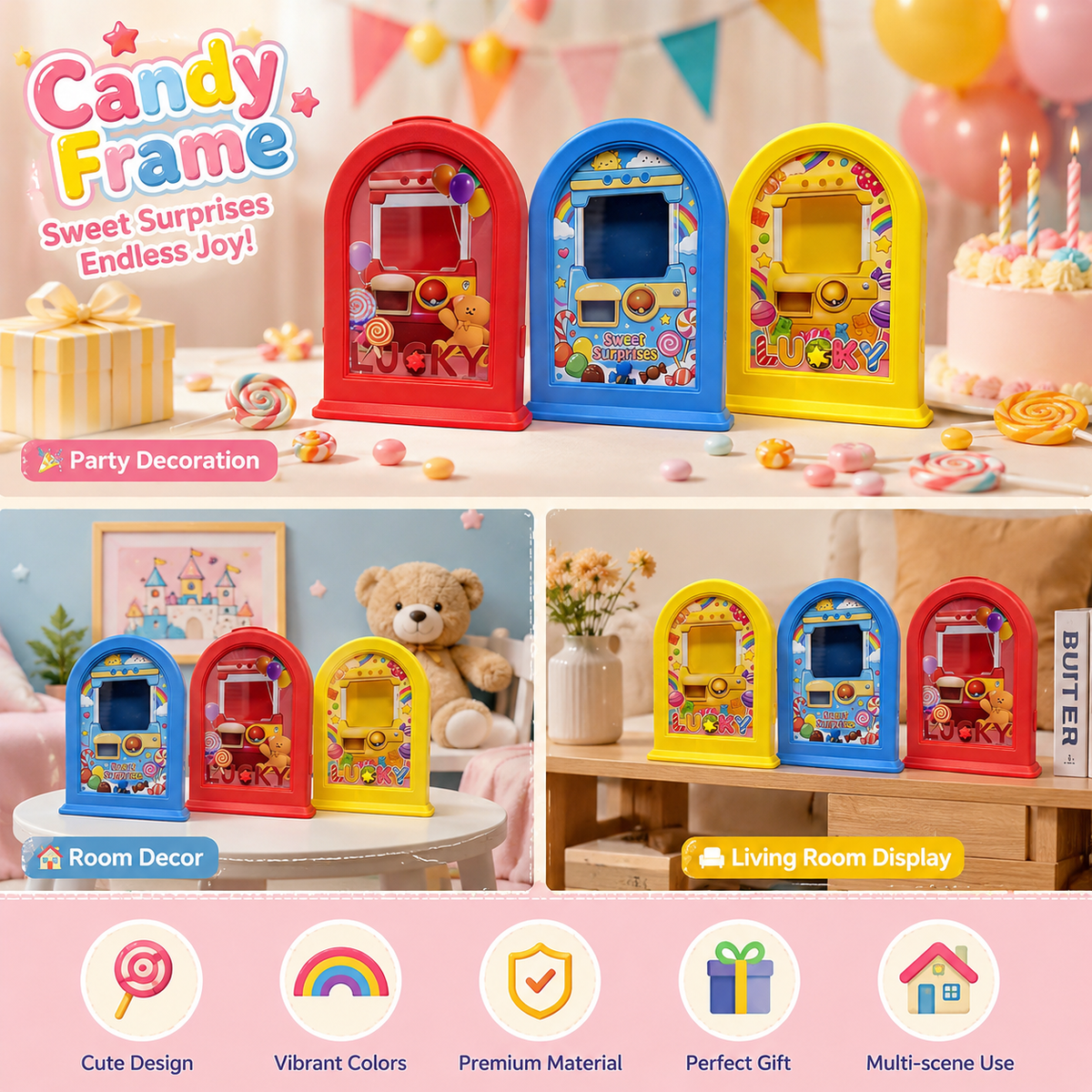Candy Dispenser Picture Frame – Unique Wall-Mounted Treat Dispenser & Fun Gift for Kids, Adults & Pet Lovers