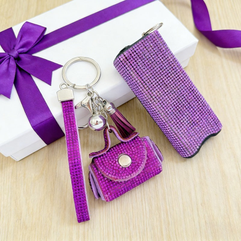 Rhinestone Keychain with LED Flashlight, Sparkly Portable Key Ring Accessory, Compact Everyday Carry Gadget, Cute Bag Charm for Purse, Backpack, Keys, Fashion Accessories and Gift Ideas