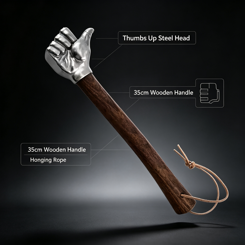 Thumbs Up Steel Hammer with Solid Wood Handle – Compact Heavy-Duty Hand Tool for DIY Repairs, Woodworking, Home Projects & Unique Gifts for Men