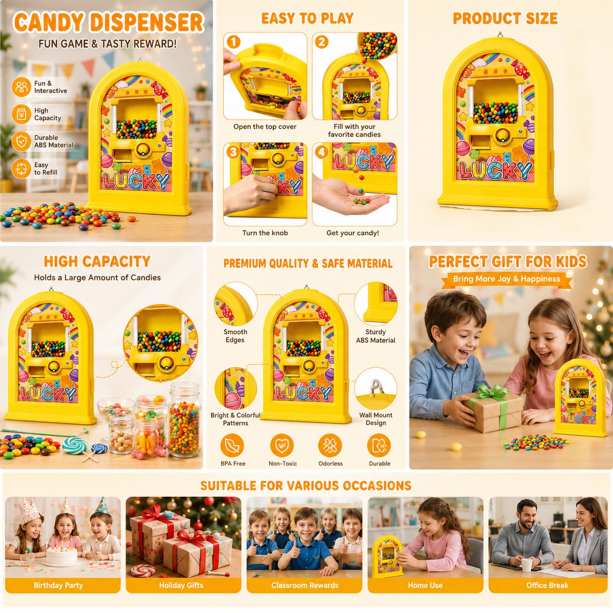 Candy Dispenser Picture Frame – Unique Wall-Mounted Treat Dispenser & Fun Gift for Kids, Adults & Pet Lovers