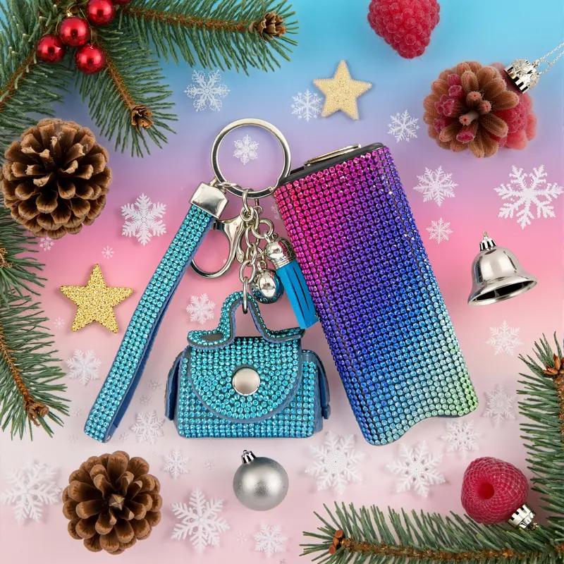 Rhinestone Keychain with LED Flashlight, Sparkly Portable Key Ring Accessory, Compact Everyday Carry Gadget, Cute Bag Charm for Purse, Backpack, Keys, Fashion Accessories and Gift Ideas